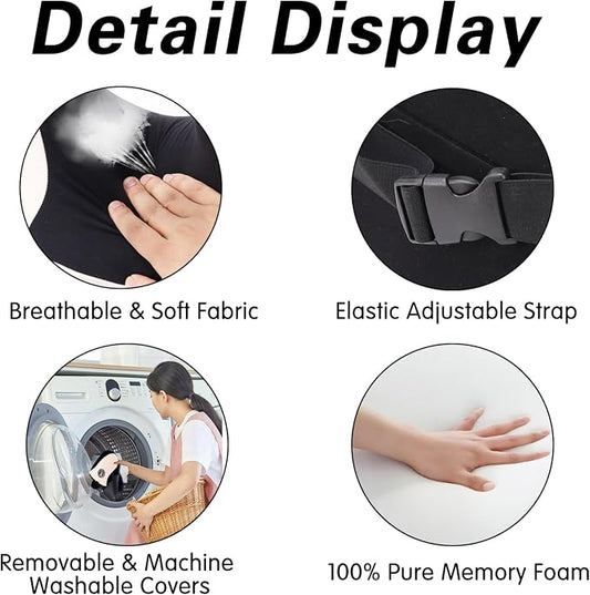 SPRFUFLY Unique U-Shaped Car Headrest Pillow, Car Neck Pillow for Sleeping with Adjustable Strap, Space Memory Foam & Removable Cover, Ergonomic Design - Extreme Comfort Car Pillow(Beige, 1P)
