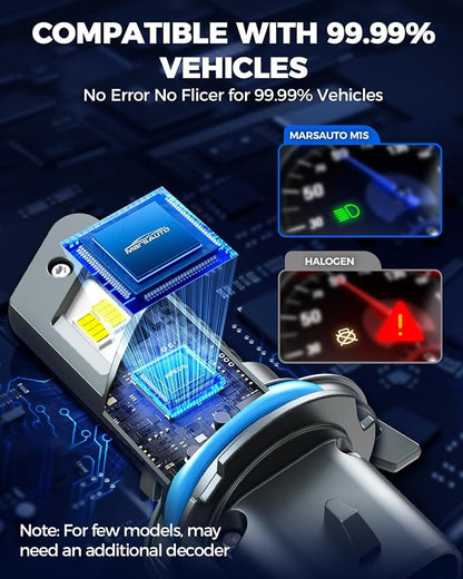 Marsauto 9004 Bulb, 48000LM Brightness Output 6000K Cool White,9004 HB1 Fog Bulbs IP68 Waterproof 60000Hrs Lifespan, 3Mins Installation, 2 Pack
