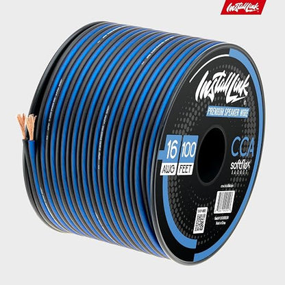16 AWG Gauge Speaker Wire Cable Stereo, Car or Home Theater, CCA (100 Feet) by Install Link