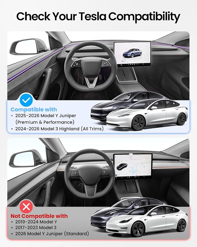 REEVAA Center Console Organizer for Tesla Model Y Juniper 2025-2026 (Premium & Performance), Model 3 Highland 2024-2026 All Trims [Dual-Tier Storage, Seamless Fit], Premium Silicone Liner, 4PCS, Grey
