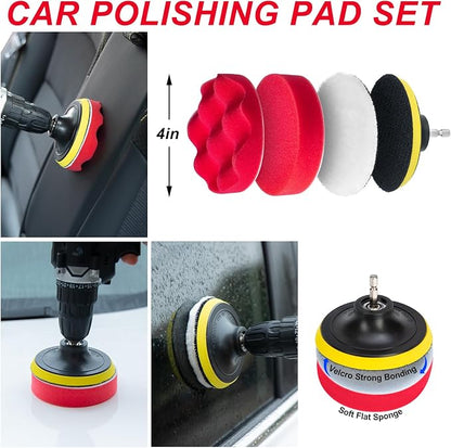 44Pcs Car Wash Cleaning Kit with Detailing Brushes Car Vacuum Drill Brush Set Collapsible Bucket Windshield Cleaning Tool Tire Brush Towels Complete Interior Exterior Detailing Set for Car
