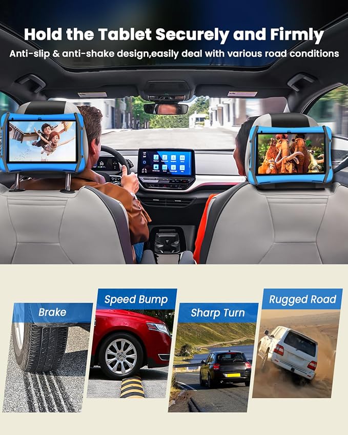 WONNIE Car Headrest Mount Holder for Tablets, Tablet Holder for Car Back Seat, Tablet Stand for Kids Fits for 7-12.9'' Devices, 4 Pack