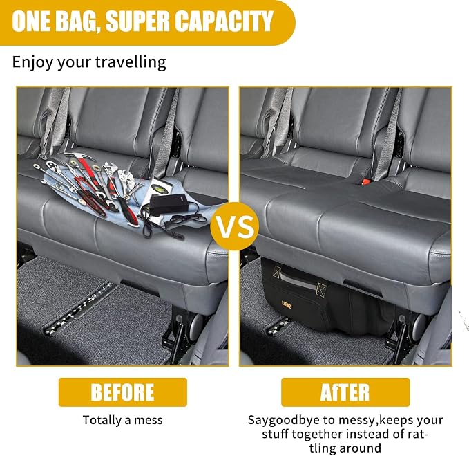 Under Seat Storage Bag Compatible with SuperCrew Cab,Truck Underseat Organizers and Storage with Removable Divider and Anti-slip Bottom 6 Pockets Underseat Tool Box Fits for Crew Cab(Full Size Trucks)