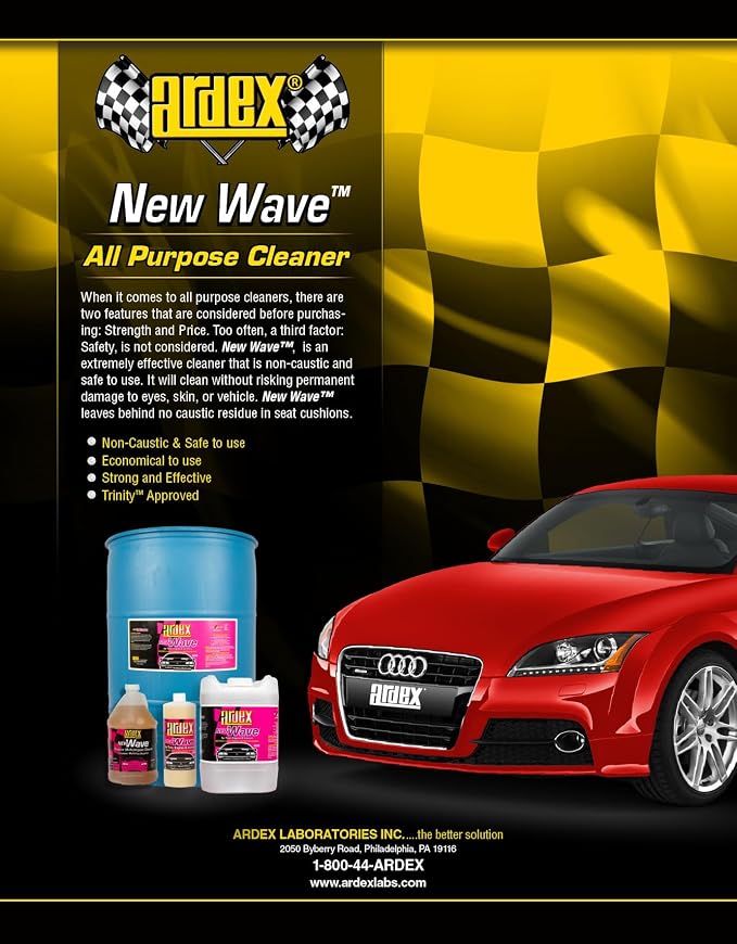 Ardex New Wave 5228 | Multi Purpose Cleaner Concentrate - Professional Car Detailing Interior Cleaner for Automotive & Marine, Safe Non-Caustic Formula, Deep Cleaning & Degreasing,1 Gal | Made in USA