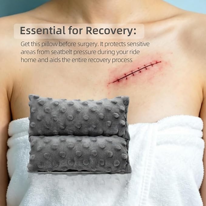 KANICER Chemo Port Pillows for Mastectomy, Pacemaker Pillow Heart Surgery Recovery Gifts，Heart Surgery Pads Bypass Breast Cancer Protectors (Gray)
