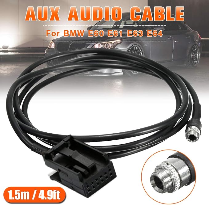 3.5mm AUX Cable Compatible with BMW E85 Z4 E39 E53 X3 X5 Mini Cooper, in-Car Female Audio Adapter Extension Cord, Plug and Play Car Stereo Input
