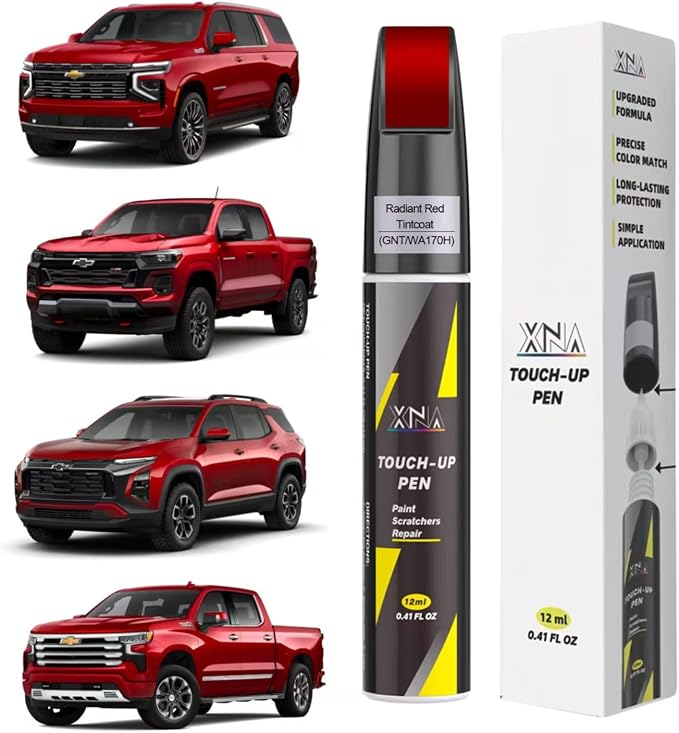 XNA Car Touch Up Paint (Radiant Red Tintcoat (GNT/WA170H)) for Chevrolet, 2 in 1 Car Scratch Remover with Pen Tip and Brush, Exact Color-Matched for Car Paint Scratch Repair, Quick & Easy Fix