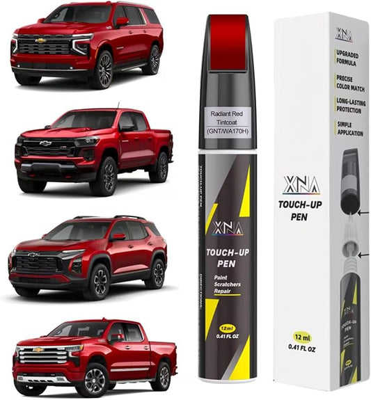 XNA Car Touch Up Paint (Radiant Red Tintcoat (GNT/WA170H)) for Chevrolet, 2 in 1 Car Scratch Remover with Pen Tip and Brush, Exact Color-Matched for Car Paint Scratch Repair, Quick & Easy Fix