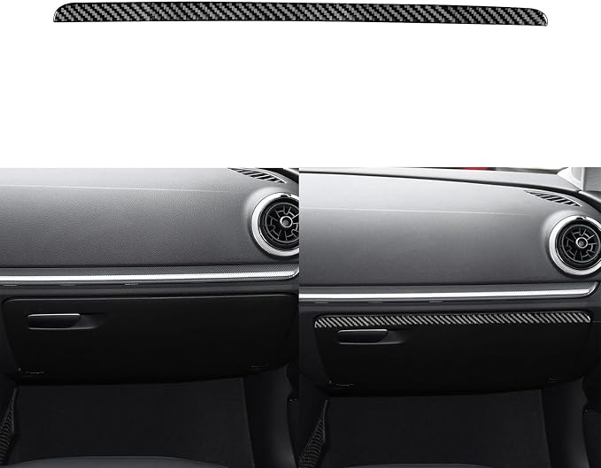 Real Premium Carbon Fiber Sticker Compatible with Audi A3 S3 RS3 8V 2013 2014 2015 2016 2017 2018 2019 Car co-Pilot Side Glove Box Storage Box Decor Trim Auto Interior Accessories Decal Black