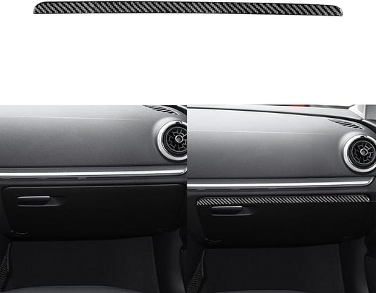 Real Premium Carbon Fiber Sticker Compatible with Audi A3 S3 RS3 8V 2013 2014 2015 2016 2017 2018 2019 Car co-Pilot Side Glove Box Storage Box Decor Trim Auto Interior Accessories Decal Black