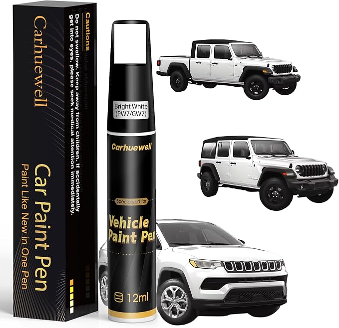 Bright White(PW7/GW7) Touch Up Paint for Jeep, Car Paint Pen Scratch Repair Two-In-One Touch Up Paint, Exact Color Match for Jeep Automotive Scratch Remover for Deep Scratches