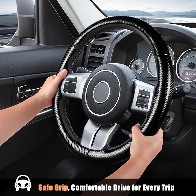 Aimato Customized Steering Wheel Cover for Jeep Wrangler (JK) 2012-2018/Patriot 2011-2017/Grand Cherokee 2011-2013/Compass 2011-2016/Liberty 2011-2012