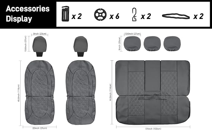 CAROMOP Luxury PU Leather Car Seat Covers Front Set - Anti-Stain Waterproof Automotive Seat Covers for Cars - Universal Car Interior Covers Seat Protectors for Sedans SUVs Pick-up Trucks (Gray)