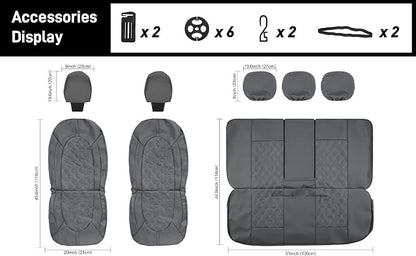 CAROMOP Luxury PU Leather Car Seat Covers Front Set - Anti-Stain Waterproof Automotive Seat Covers for Cars - Universal Car Interior Covers Seat Protectors for Sedans SUVs Pick-up Trucks (Gray)