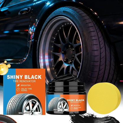 Black Tire Restoration Cream, Tire Cleaning Coating System, 50G Long Lasting Rubber Shine Protection Formula with Deep Finish Design, Compact Wheel Care Kit, Vehicle Detailing Product for Truck RV Use