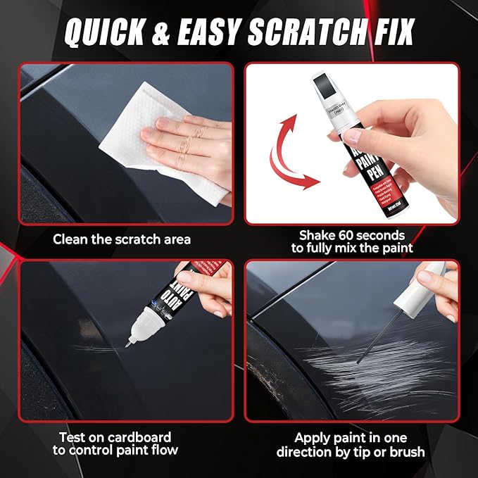 Touch Up Paint for Cars (Stealth Grey PN01), Compatible with Tesla Model Y/3/X/S, 0.4 fl oz Color Accurate 2-in-1 Car Paint Scratch Repair Pen, Easy to Use, Fast-Drying, Long-Lasting