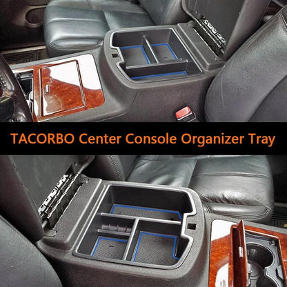 TACORBO Center Console Organizer Tray for 2007-14 GMC Sierra 2500 3500 Accessories Yukon XL Silverado 2500 3500 Suburban 1500 Tahoe /07-13 GMC Sierra 1500 Chevy Silverado Suburban 2500 Avalanche Blue