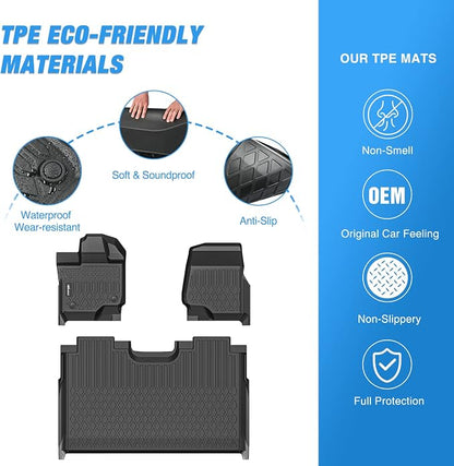 Nilight TPE Floor Mats for Ford F-150 F150 Lightning SuperCrew Cab Bucket Seats 2015 2016 2017 2018 2019 2020 2021 2022 2023 2024 2025 2026 All Weather Custom Fit Heavy Duty Floor Liners