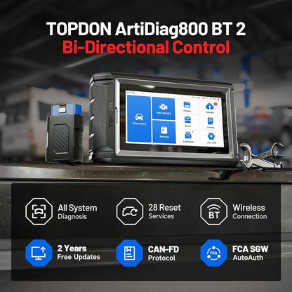TOPDON AD800BT 2 OBD2 Scanner, 2026 Bidirectional Scan Tool, Function as AD900 Lite AD Pro, All System Automotive Diagnostic Scanner, Active Test, 28+ Reset Service, FCA Autoauth, 2 Years Free Update