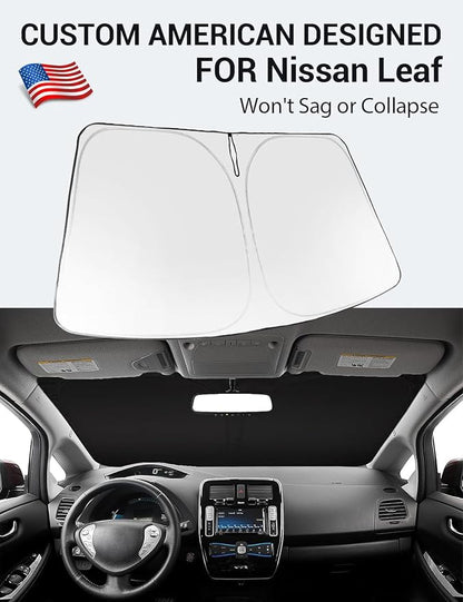 Proadsy 2026 Upgrade Windshield Sun Shade Custom Fit 2011-2017 Nissan Leaf Foldable Front Sunshade Protector Sun Visor Blocks UV Rays Keep Car Cooler