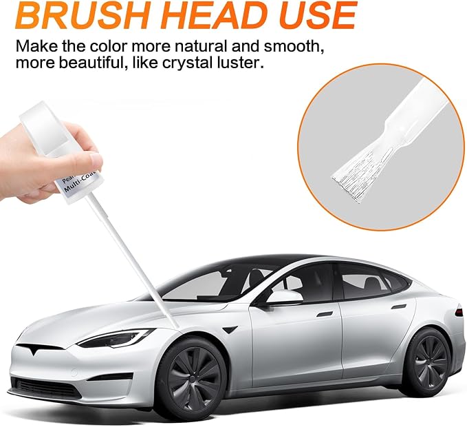 (Pearl White Multi-Coat PPSW) Car Touch up Paint Compatible with Tesla Model Y/3/X/S, Premium Car Scratch Remover for Deep Scratches, Car Paint Pen Scratch Repair Two-In-One Touch Up Paint