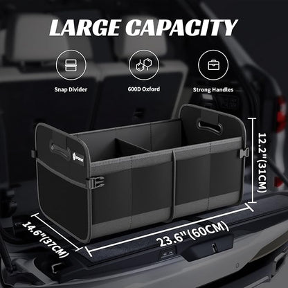 Sposuit Trunk Organizer for Car - 70L Collapsible Car Storage with 11 Pockets & Reinforced Handles, SUV Trunk Organizers for Grocery Cargo(Black, 2 Pack)