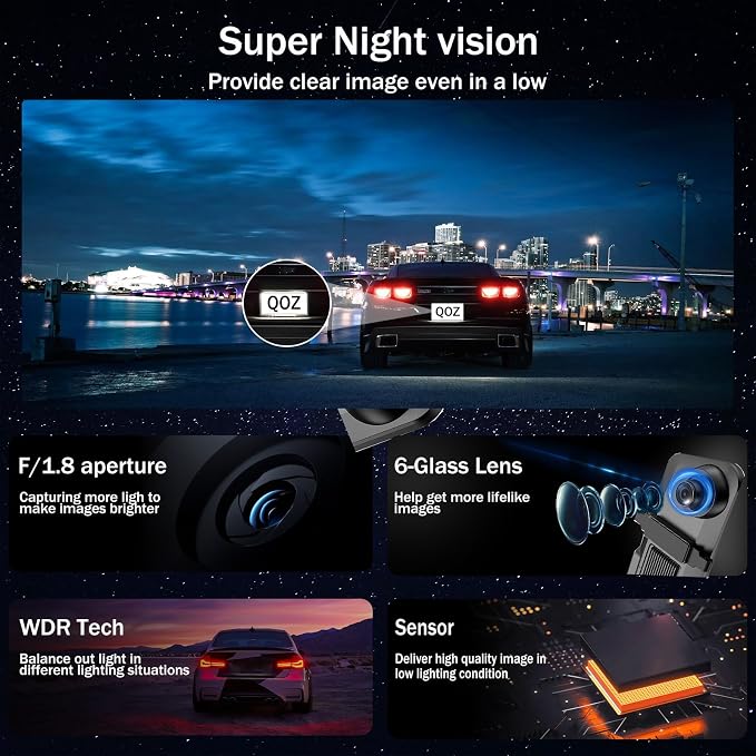 Mirror Dual Dash Camera for Car, Dashcam 4K Front 2.5K IMX335 Rear View/ADAS BSD LCA Wi-Fi&APP WDR Night Vision G-Sensor Loop Recording Parking Monitor 64GB Card