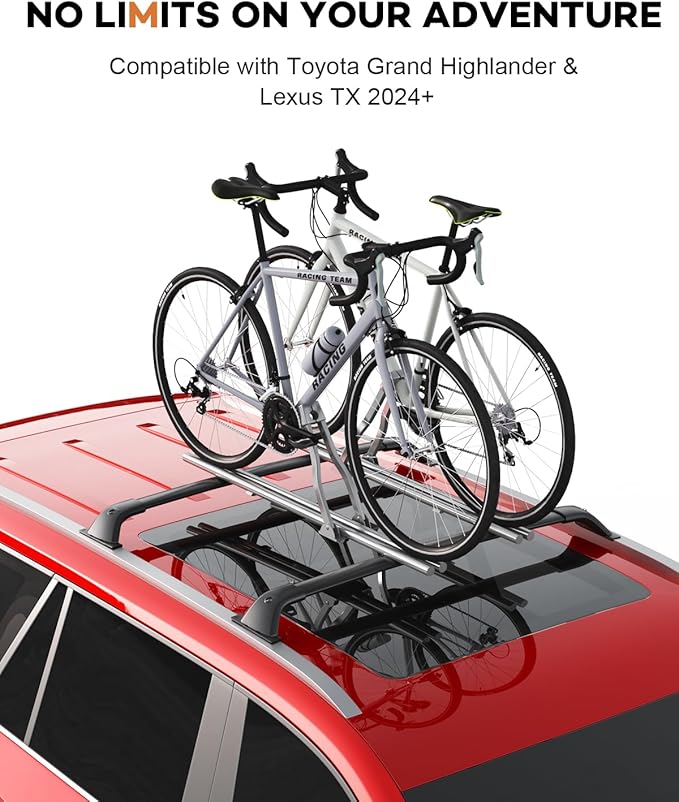 Wonderdriver Roof Rack Cross Bars 260lbs Compatible with Toyota Grand Highlander & Lexus TX 2024-2026, Heavy Duty Black Upgraded Metal Lockable Aluminum Roof Rails Crossbars Cargo (Not for Highlander)