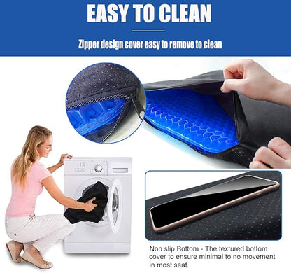 Gel Seat Cushion for Long Sitting Pressure Relief (Super Large & Thick) - Non-Slip Gel Chair Cushions for Back,Sciatica,Tailbone Pain Relief - Seat Cushion for Office Desk Chair,Car Seat,Wheelchair