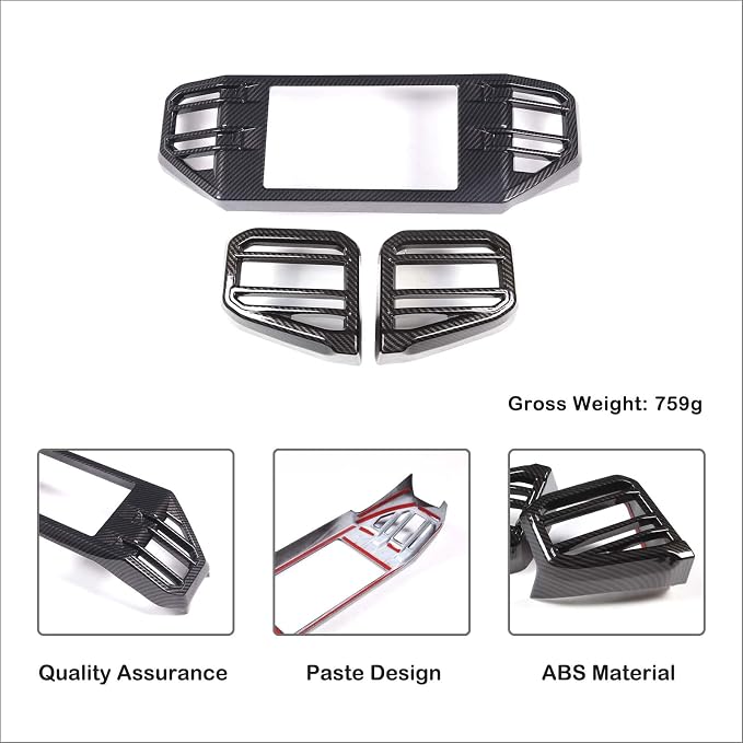 Car Center Console Air Conditioning Outlet Trim Cover Kit Compatible with Toyota Tundra/Sequoia 2022-2026, Dashboard Side A/C Vent Panel Decorative Frame Protection ABS Accessories, For 8-inch Screen