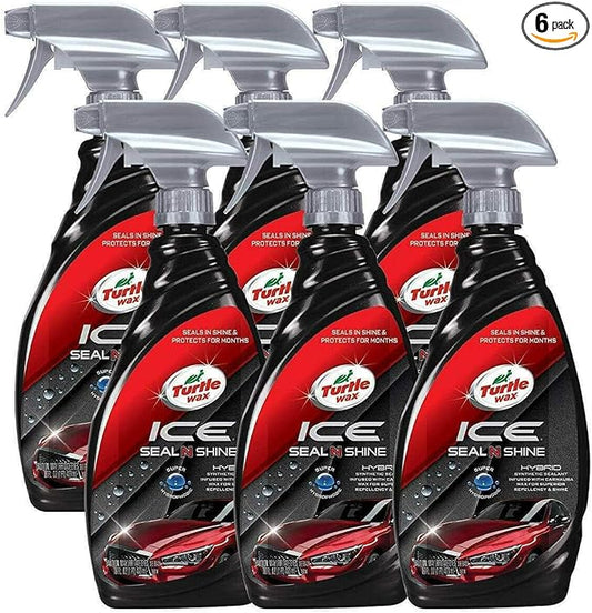 Turtle Wax ICE Seal N Shine, Car Wax Sealant, High Gloss Shine, Insane Water Beading and Durable Paint Protection, Carnauba Wax Infused, For Paint, Wheels, Glass, Plastics and More, 16oz (Pack of 6)