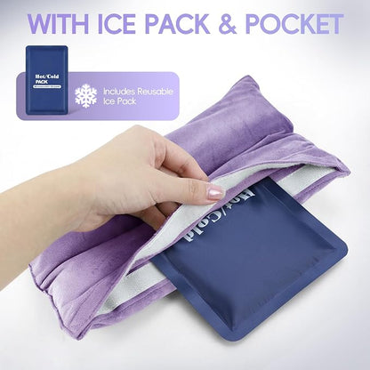 Post Surgery Seat Belt Pillow with Ice Pack, Seatbelt Cushion for Mastectomy, Heart Surgery, C-Section & Hysterectomy Recovery, Chemo Port Protector, Seatbelt Pad with Pocket (Purple)