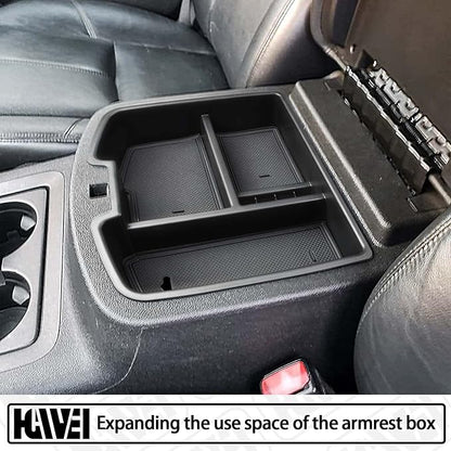 HGWEI Center Console Organizer Compatible with 2007-2014 Chevy Silverado GMC Sierra Avalanche Tahoe Suburban Yukon Yukon XL Accessories, Floor Mounted Center Console ONLY, Black Trim