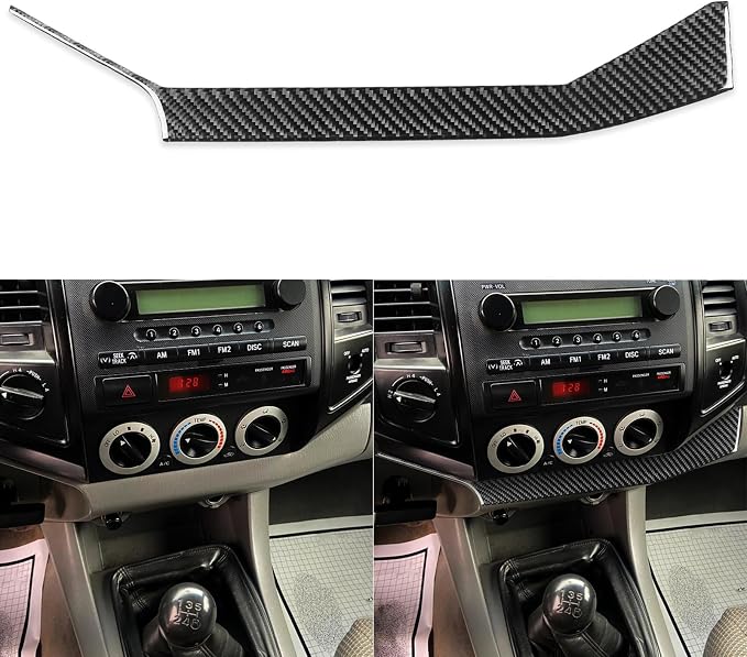 NVCNX Real Premium Carbon Fiber for Toyota 2nd Gen Tacoma Accessories 2005-2011 2006 2007 2008 2009 2010 Car Dash Central Strip Cover Interior Trim Thick Overlay Sticker Decal 1PC