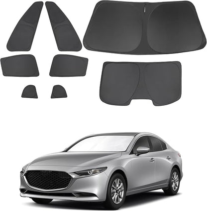 TINGLU Window Shades for Mazda 3 2019-2026 Accessories Car Side Full Windows Rear Triangular Windshield Sun Shade Sun UV Rays & Privacy Protection for Camping 8PCS