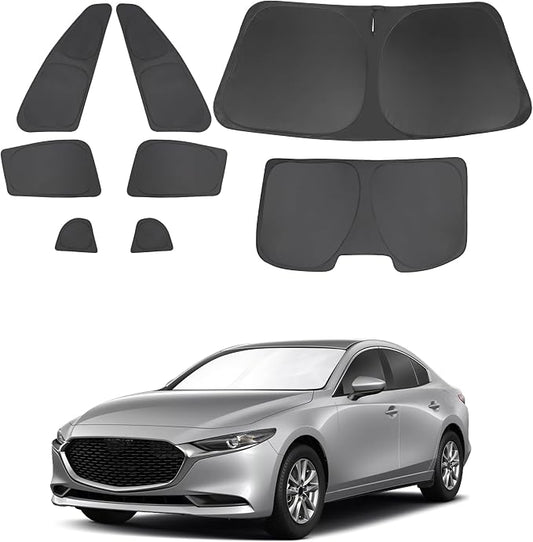 TINGLU Window Shades for Mazda 3 2019-2026 Accessories Car Side Full Windows Rear Triangular Windshield Sun Shade Sun UV Rays & Privacy Protection for Camping 8PCS