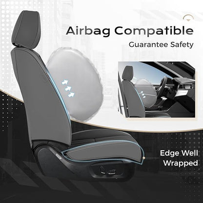 Coverado Car Seat Covers Front Seats, Seat Covers for Cars, Car Seat Protector, 2-Pack Car Seat Cushion Nappa Leather, Waterproof Seat Covers Carseat Cover Universal Fit for Most Cars(Gray&Black)