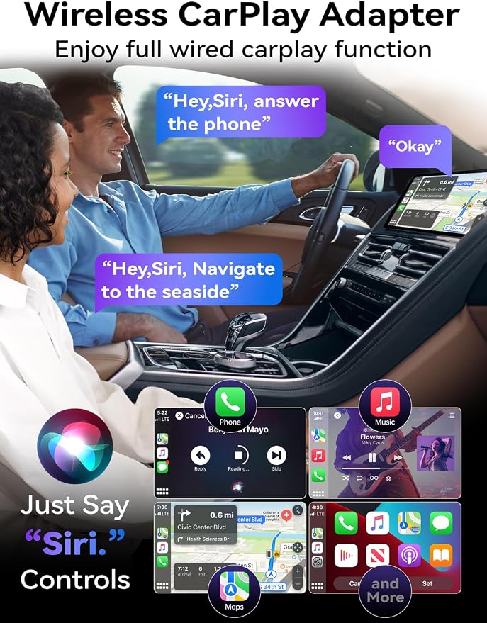 Carplay Wireless Adapter for iPhone, Mavlou 2026 Latest Upgrade Carplay Dongle, Stable Fast Convert Wired to Wireless CarPlay, Plug & Play OTA Upgrade, for iPhone iOS 10+ & Cars with Wired CarPlay