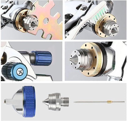 ENDOZER Professional HVLP Spray Gun Set Gravity Feed Air Spray Gun with 1.3, 1.5, 1.8mm Nozzles 20oz 600cc with Gauge for Auto Paint, Primer, Clear/Top Coat & Touch-Up (Not Suitable for Latex Paint)