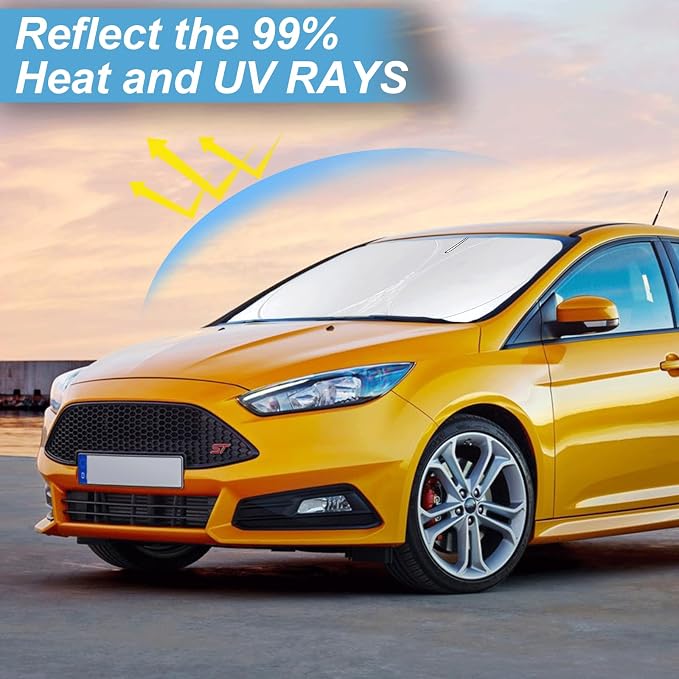 Sun Shade for Ford Taurus 2013 2014 2015 2016 2017 2018 2019-2023 Accessories Window Sunshade Custom Fit Taurus Sedan Windshield Sun Visor Reflective Protector Foldable Shield Blocks UV Rays