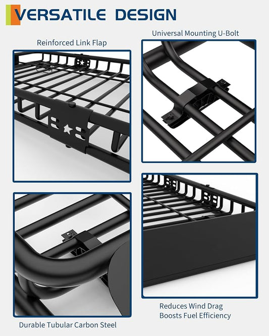 Garvee Universal Roof Rack Cargo Carrier Basket, 200 Lbs Capacity Rooftop Cargo Rack, Car Top Luggage Holder Basket Heavy Duty for SUVs, Trucks, Vehicles