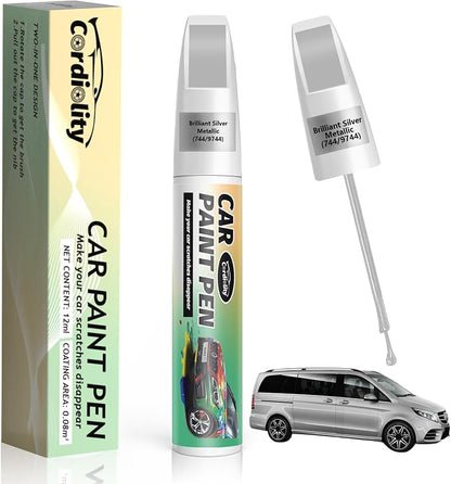 744/9744 Brilliant Silver Metallic Touch Up Paint for Mercedes Benz, Color Accurate Car Paint Scratch Repair Pen, Quick & Easy Fix Automotive Chips and Nicks