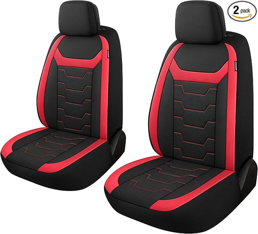 CAROMOP Breathable Car Seat Cover 2 Front Seats, 3D Air Mesh Cloth Seat Covers for Cars, Universal Fit Automotive Car Interior Covers for SUV Vans Sedans Trucks (Black/Red)