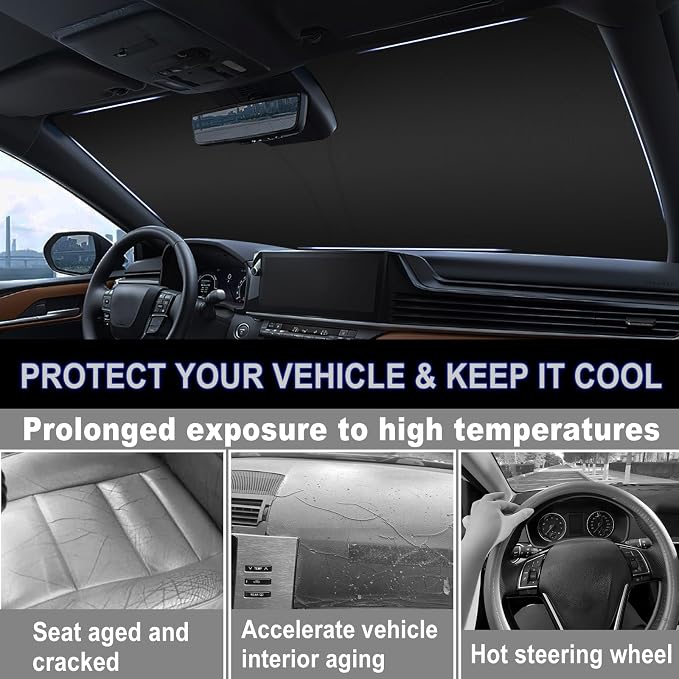 Car Windshield Sun Shade for 2025 2026 Toyota Camry| Front Window Sun Visor| 310T Reflective Polyester| UV Heat Insulation Protection| Foldable Sunshade with Storage Pouch