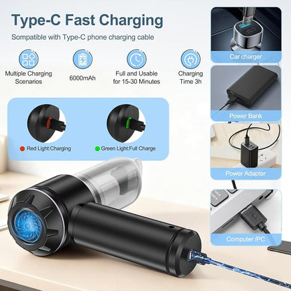 Portable Handheld car Vacuum Cleaner, 16000PA Vacuum Suction, Equipped with Two high-Efficiency Filters, Used for Cleaning car interiors, Sofas, pet Hair, and Small-Scale Garbage Stains