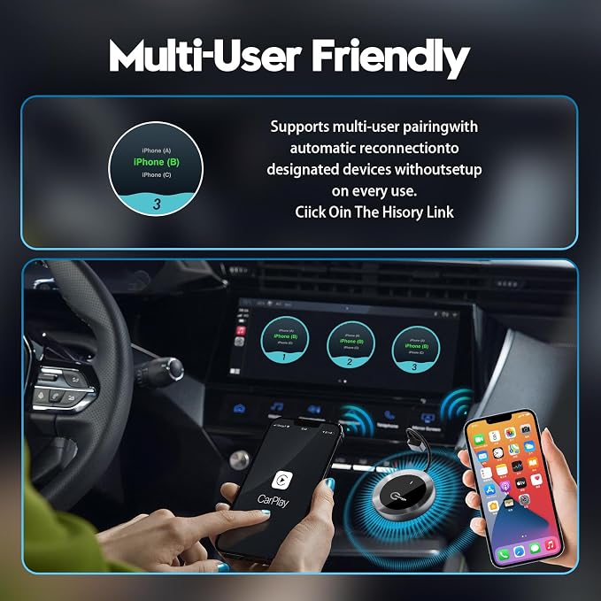 Wireless CarPlay Adapter Android Auto Wireless Adapter 2 in 1 2026 Upgraded, Converting Factory Car Wired CarPlay/Android Auto to Wireless, Applicable Phones with iOS 10+ & Android Auto