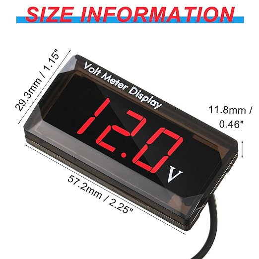 2 Pieces DC 4 to 28V Car Digital Voltmeter 12V Voltage Meter Car Audio Gauge LED Display 12V Waterproof Voltage Gauge Meter for Motorcycle(Red Light)