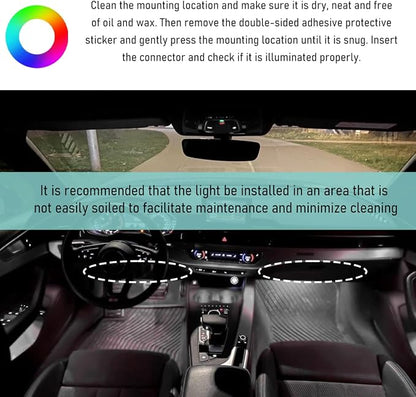 Yourkar Car LED Strip Light, 24 LED Auto Interior Under Dash Atmosphere Lights with USB Port, Vehicle Decor Lamp Ambient Night Light Strip Lighting Kit, Universal Car Accessories (White)
