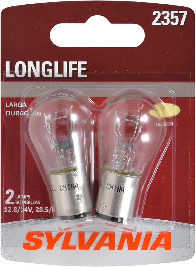 SYLVANIA - 2357 Long Life Miniature - Bulb, Ideal for Daytime Running Lights (DRL) and Back-Up/Reverse Lights (Contains 2 Bulbs)