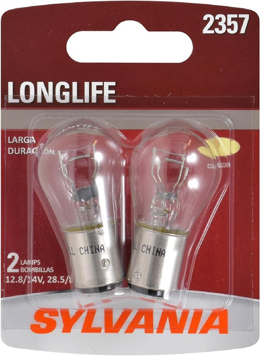SYLVANIA - 2357 Long Life Miniature - Bulb, Ideal for Daytime Running Lights (DRL) and Back-Up/Reverse Lights (Contains 2 Bulbs)